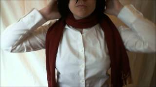 Attack on Titan Cosplay How to Tie Mikasas Scarf [upl. by Ojeibbob898]