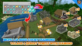 Minecraft pe 118 seed  Village amp Desert temple  jugle temple with op diamond  stronghold [upl. by Etnom]