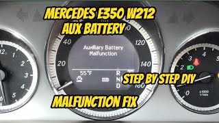 Mercedes E350 W212 auxiliary battery location and malfunction DIY fix Step by step replacement [upl. by Marena]