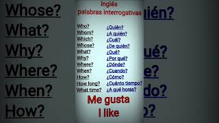 PREGUNTAS INTERROGATIVAS EN INGLES aprenderingles [upl. by Noraed]