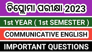 Diploma Communicative English Important Questions 2023 । Diploma 1st Year 1st Semester Exam 2023 । [upl. by Meng]