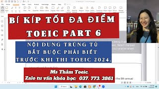 BÍ KÍP MAX ĐIỂM TOEIC PART 6  CẬP NHẬT ĐỀ TOEIC THÁNG 3 2024  MS THẮM TOEIC [upl. by Enninaej97]