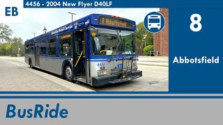 Edmonton Transit Service ETS 8 Abbotsfield  2004 New Flyer D40LF 4456 [upl. by Kellyn472]