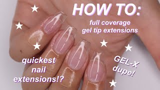 FULL COVERAGE gel tip nail extension tutorial [upl. by Lleumas]