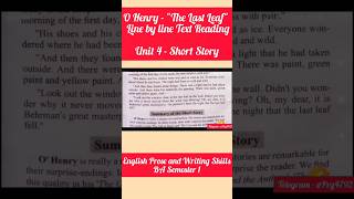 O Henry The last leaf line by line explanation pragyabamaenglishliterature youtubeshorts shorts [upl. by Thordis]