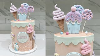 how to buttercream cake with fondant decorations  Cake decorating tutorials  Sugarella Sweets [upl. by Akerley]