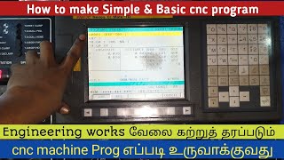 How to make a Simple CNC Program  Basic cnc programming for beginners Tamil  CNC vtlcncking7 [upl. by Anaujait]