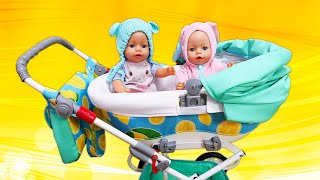 Spielspaß mit Baby Born Puppen Kinderwagen für Baby Born Zwillinge Video mit Clown [upl. by Margy]