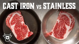 Stainless Steel Pan vs Cast Iron Skillet Steak Experiment [upl. by Mundy]