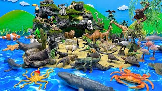 Diorama Island With Animals And Water Sea Animals  panda Lion Flamingo Octopus Fish leopard [upl. by Beth]