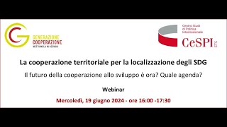 La cooperazione territoriale per la localizzazione degli SDG [upl. by Allix]