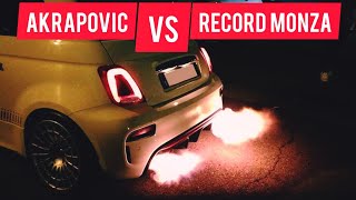 ABARTH 595  500 Akrapovic VS Record Monza Exhaust Sounds [upl. by Aihsened]