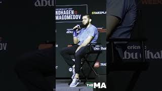 Islam gets asked if DC or Khabib is harder to wrestle mma ufc dc islammakhachev khabib [upl. by Sievert]