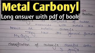 What are carbonyl  details about Carbonyl  MSc Inorganic chemistry [upl. by Calv]