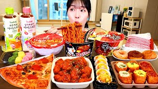 ASMR MUKBANG 편의점 직접 만든 불닭 떡볶이 치킨 김밥 디저트 먹방 amp 레시피 Convenience Store Food EATING [upl. by Leiuqeze]