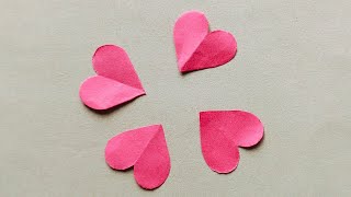 How to cut perfect paper heart  How to make mini paper hearts  Paper heart cutting tutorial [upl. by Norihs136]