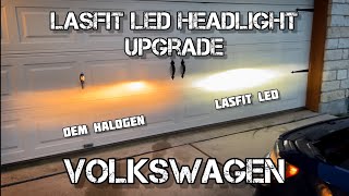 LASFIT H7 LED Volkswagen headlight bulbs VS halogen low beams for Passat Jetta Golf GTI [upl. by Tingey]