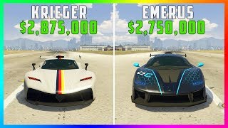 GTA 5 Online Best Supercars  Benefactor Krieger Vs Progen Emerus 2875000 VS 2750000 [upl. by Assener]