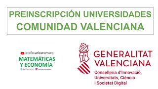 OFICIAL  PREINSCRIPCIÓN UNIVERSIDADES COMUNIDAD VALENCIANA [upl. by Afihtan452]