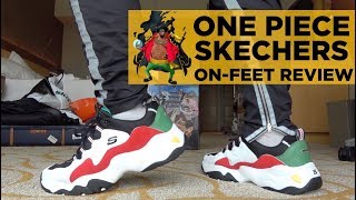 ONE PIECE x SKECHERS DLITES UNBOXING amp ONFEET REVIEW [upl. by Beatrice]