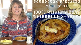 SOURDOUGH PANCAKES MADE WITH Wheat Flour No Baking Powder ON A WOOD COOK STOVE [upl. by Keyes]