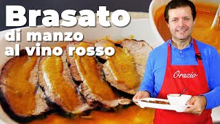 BRASATO DI MANZO AL VINO ROSSO  Come fare un brasato gustoso e tenerissimo [upl. by Donalt]