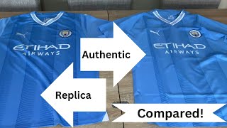 Manchester City 202324 Home Shirt Comparison Review Replica V Authentic Kit Premier League Jersey [upl. by Margi]