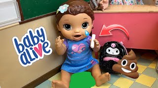 BABY ALIVE doll has a BIG accident on first day of School 😱 [upl. by Hnirt]