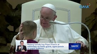 Batang tumabi kay Pope Francis agawpansin sa papal audience  Saksi [upl. by Nett]