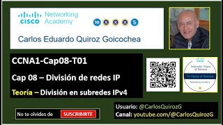 CCNA1Cap08T01  División en subredes IPv4 Teoría Cap 08  División de redes IP [upl. by Graubert]