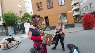 Ladies Rock Night cover quotI Fought the Lawquot busking in Stockholm [upl. by Ahsima]