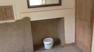 Lime Plastering Cumnor render coat application Aug 2013 [upl. by Ilyak636]