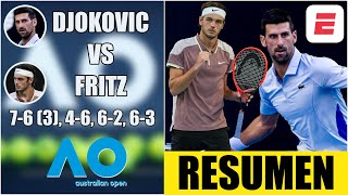 Novak Djokovic vs Taylor Fritz  RESUMEN HIGHLIGHTS Cuartos de Final  Australian Open 2024 [upl. by Panthia]