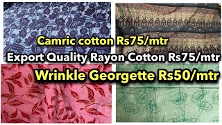 Export Surplus Cheapest Price Cotton Fabrics Rayon Wrinkle Georgette  Katran Market ShwetaDhiraj [upl. by Anemix]