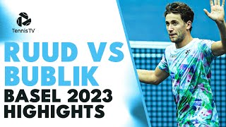 Casper Ruud vs Alexander Bublik FUN Match  Basel 2023 Highlights [upl. by Nolitta]