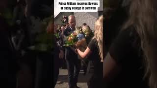 Prince William receives flowers at duchy college in Cornwall [upl. by Baylor]