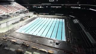 Swimming pool installation at Paris La Défense Arena  Timelapse  Myrtha Pools [upl. by Danni655]