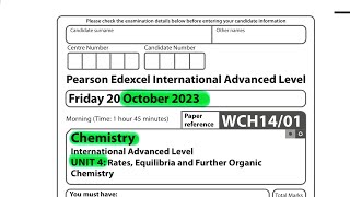 A level  Chemistry  unit 4  October 2023  Pearson Edexcel [upl. by Calia925]