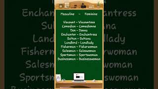 Masculine  Feminine 107 exam gender english englishgrammar [upl. by Akemet]