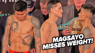 MARK MAGSAYO MISSES WEIGHT FOR FIGUEROA FIGHT BY A POUND • FULL FIGUEROA VS MAGSAYO WEIGH IN [upl. by Shanan]