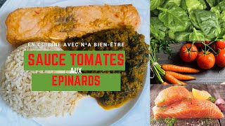 Idée de Repas du soir saumon épinards saucetomate rizcomplèt SIMPLE ET RAPIDE mangersain [upl. by Odrude]