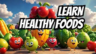 Healthy Foods Song for Kids  Learn About Fruits amp Vegetables kidssong kidsvideo learning fun [upl. by Lleynad]