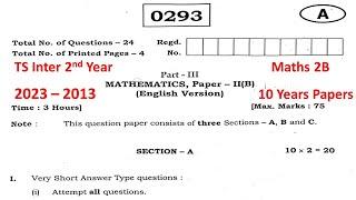 TS Inter 2nd Year Maths 2B 2023 2022 2020 2019 2018 2017 2016 Question Paper Boards IPE exams [upl. by Philoo17]