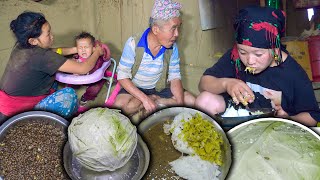 Vegetable Rceipe  Cabbage Banda Gobi Recipe amp Gahat Lentils with rice Cooking amp eating in village [upl. by Hakan408]