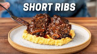 BETTER Braised Beef Short Ribs w Creamy Polenta [upl. by Yntruoc]