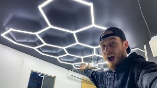 Installing My LED Hexagon Lights in my Home Wrap Shop [upl. by Prissie320]