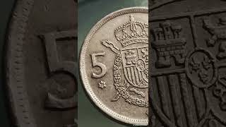 Spain 5 pesetas 1975 Star 79 pesetascoinsmoney rarecoinscollections [upl. by Asia]