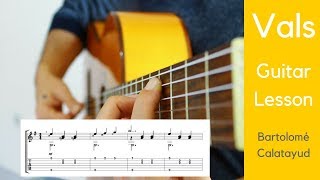 Vals  Bartolomé Calatayud  Tutorial Fingerstyle Guitar Lesson  Tab [upl. by Notsirt]