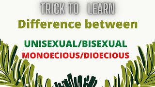 TRICK TO LEARN difference between UNISEXUALBISEXUAL and MONOECIOUSDIOECIOUS BIOLOGY Destiny JEET [upl. by Ellened]