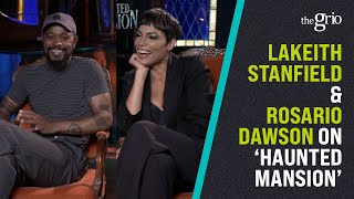 LaKeith Stanfield amp Rosario Dawson on Disneys Haunted Mansion [upl. by Arytahs]